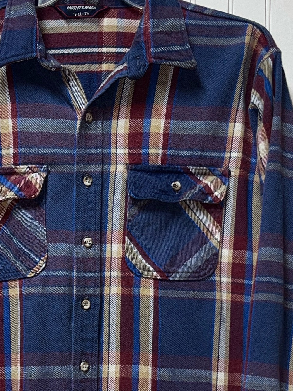 60s Mighty Mac Super Heavyweight Plaid Flannel Shirt XL Vintage